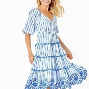 NWT Lilly Pulitzer Sidney Midi Dress Blue Flare 14